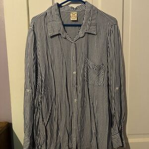 Faded Glory Navy and White Striped Shirt
